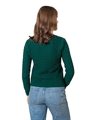 Hope & Henry Women's Organic Herringbone Stitch Cardigan Sweater