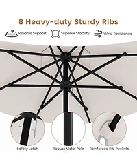 9.3 Ft Solar Patio Umbrella Outdoor Market Sunshade with 24 Led Lights Ruffles