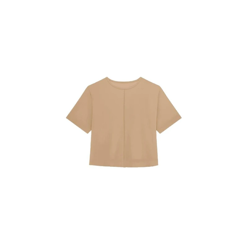 The Noli Shop Women's Naya Suede T-Shirt - Cafe
