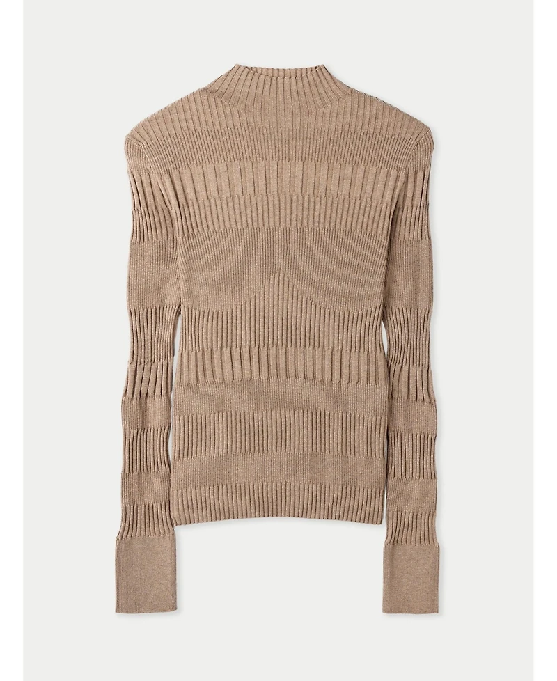 Gobi Cashmere Women's High-neck Ribbed Cotton Silk Blend Sweater