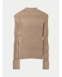 Gobi Cashmere Women's High-neck Ribbed Cotton Silk Blend Sweater