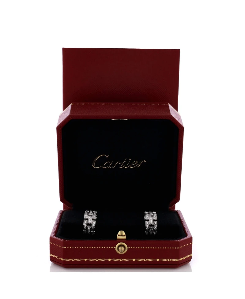 Pre-Owned Cartier Maillon Panthere 3 Row Hoop Earrings