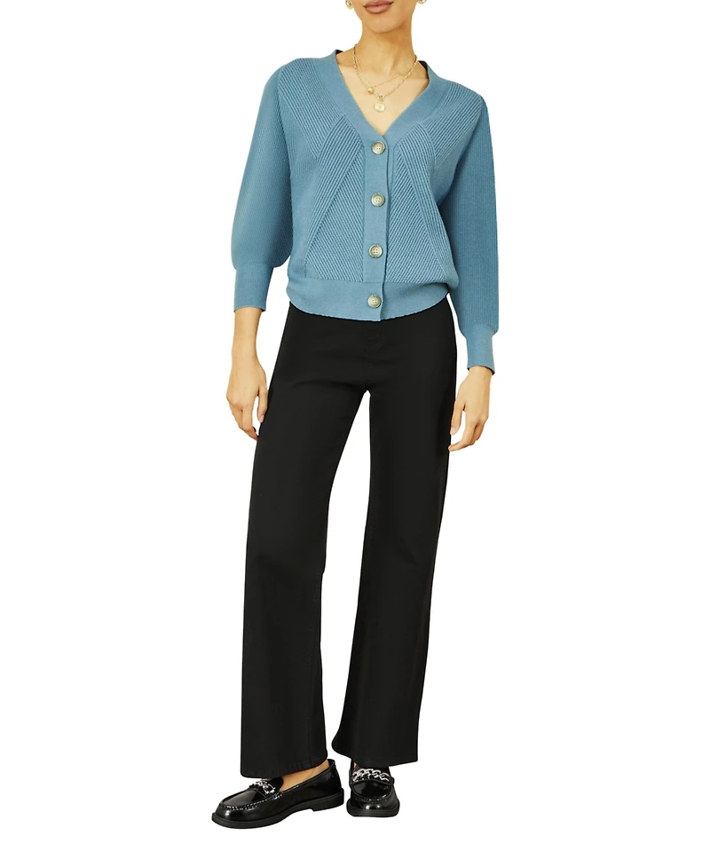 Yumi Women's Knitted Stitch Detail Cardigan