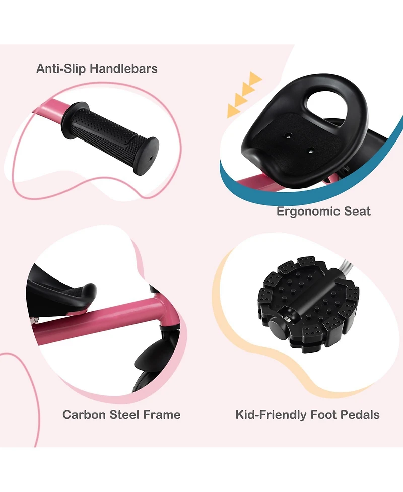 Sugift Toddler Tricycle with Adjustable Seat and Storage Baskets for 1.5-5 Years Old