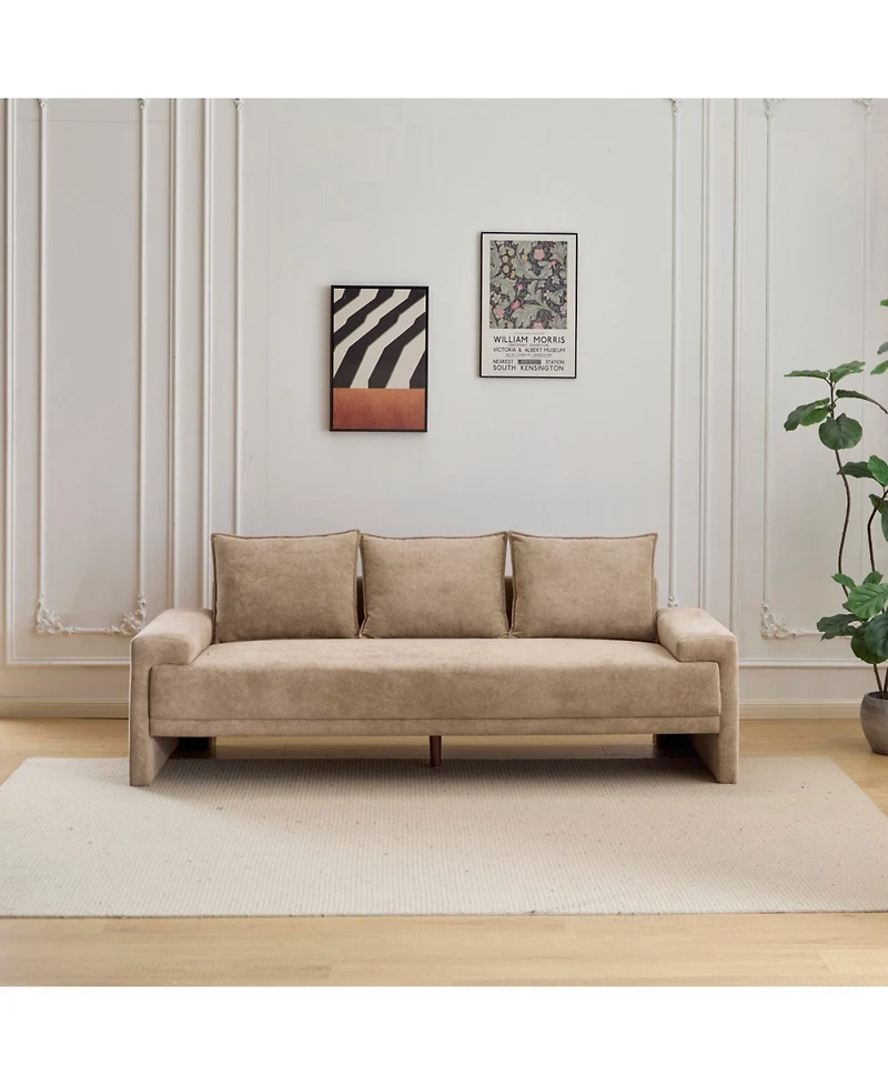 Streamdale Algora 84.5 in. 3 Seater Modern Upholstered Velvet Sofa, Moss Green