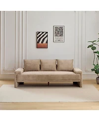 Streamdale Algora 84.5 in. 3 Seater Modern Upholstered Velvet Sofa, Moss Green