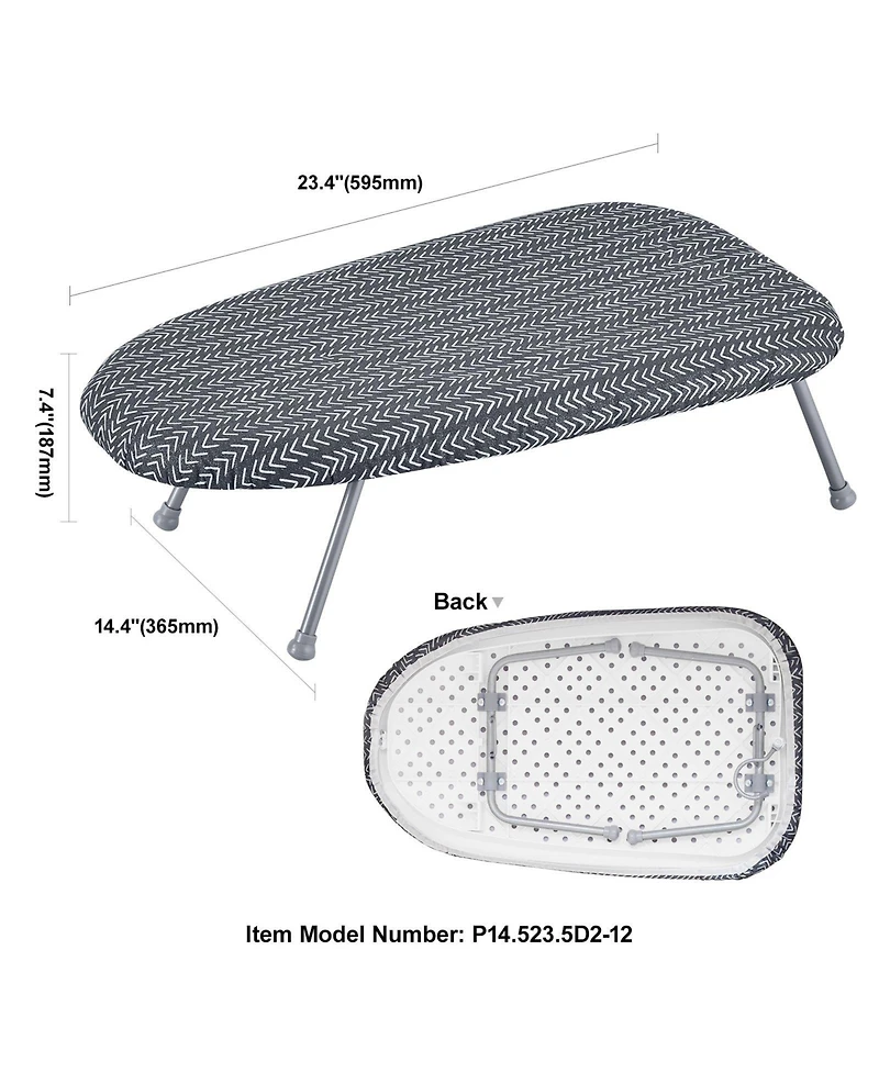 Ecooso Tabletop Ironing Board 23.4" x 14.4" with Heat-Resistant Cotton Cover & 7mm Padding, Ideal for Small Spaces & Travel