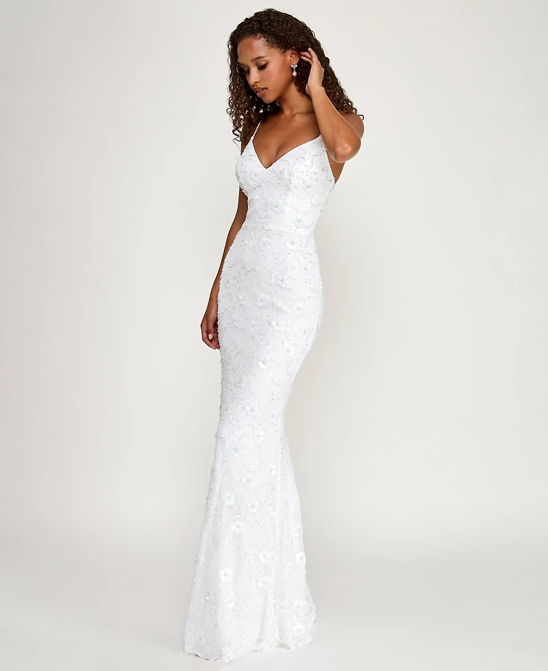 City Studios Juniors' Sequin Long Mermaid Gown