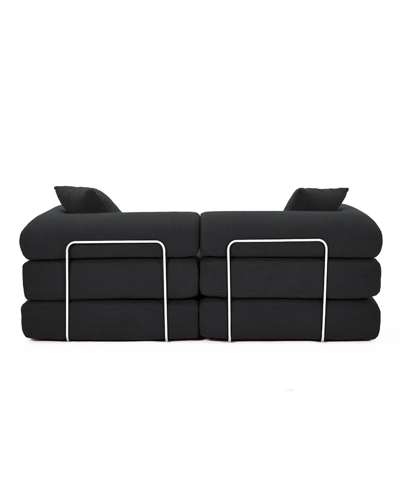 Streamdale Furniture Streamdale Modular Couch Sofa Bed for Apartment, Convertible Sofa Bed, Black Corduroy