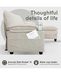 Streamdale Furniture Modern 3+1 L-Shaped Corduroy Sofa with Ottoman, Cloud Couch for Living Room.