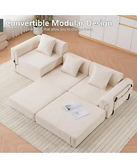 Streamdale Triple Folding Recliner Sofa Beige