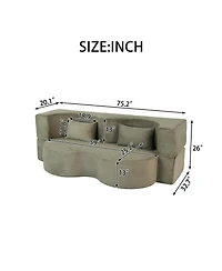 Streamdale Furniture 2-in-1 Foldable Sofa Bed, 75 Inch Convertible Sleeper Couch with Memory Foam Mattress