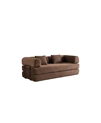 Streamdale Corduroy Convertible Sleeper Sofa Bed with Pillow (Brown)