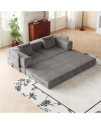 Streamdale Furniture Streamdale Convertible corduroy sofa bed with side storage and cushions