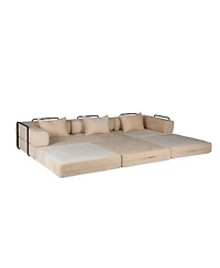 Streamdale Furniture Compression Sofa, Convertible Floor Sofa Bed, Modular Sectional, No Assembly, Chenille, Beige