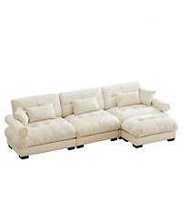 Streamdale Furniture Streamdale Super Comfort Oversized Modular Velvet Sectional Sofa with Movable Ottoman, Cream