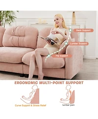 Streamdale Furniture Streamdale Loveseat Cloud Sectional Couch, Chenille Fabric, Tufted Cushions, Pink