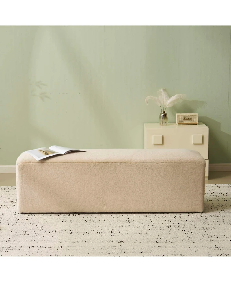 Streamdale Furniture Streamdale Almond Long Plush Ottoman, Modern Simple Footstool and Seat for Home Use