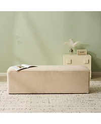 Streamdale Furniture Streamdale Almond Long Plush Ottoman, Modern Simple Footstool and Seat for Home Use
