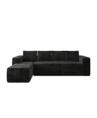 Streamdale Furniture Cloud Sectional Couch, L-Shape Chaise, Modern Modular Sofa, Black (Plush Corduroy