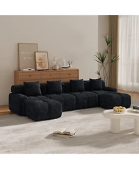 Streamdale Furniture 135.4" 6-Piece U-Shaped Sleeper Modular Sectional Sofa Bed Chaise Oversized 4-Seater Couch