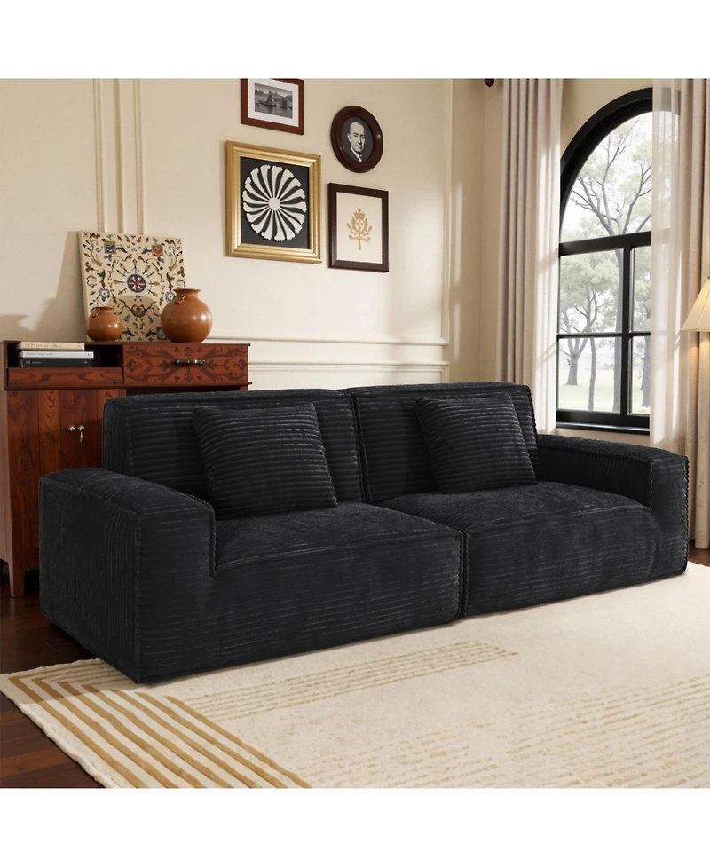 Streamdale Furniture Streamdale 106.3" Large Striped Fabric Compression Sofa - Modern, Comfortable Living Room Furniture