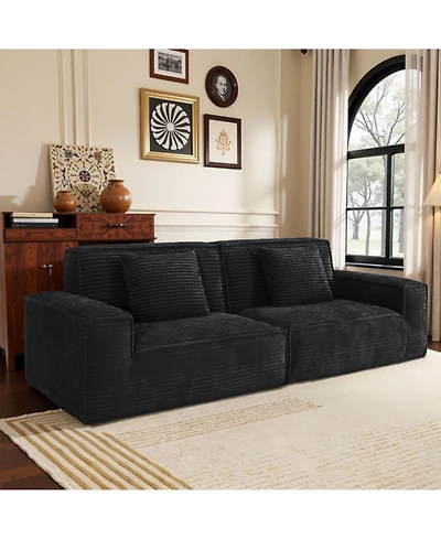 Streamdale Furniture Streamdale 106.3" Large Striped Fabric Compression Sofa - Modern, Comfortable Living Room Furniture