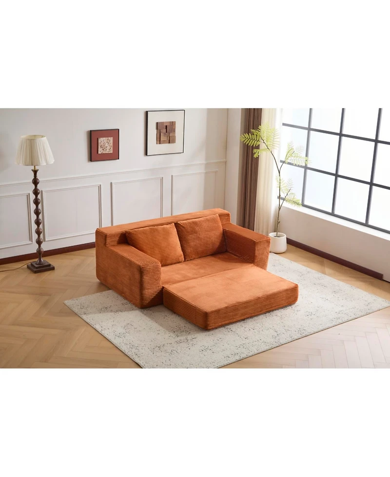 Streamdale Furniture Streamdale Loveseat Sofa, Comfortable Deep Seat Sofa Bed, Modern Small Corduroy Couch, Orange