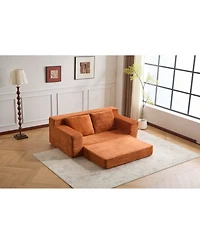 Streamdale Furniture Streamdale Loveseat Sofa, Comfortable Deep Seat Sofa Bed, Modern Small Corduroy Couch, Orange