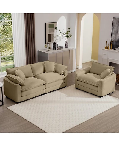 Streamdale Furniture Streamdale Modern Living Room Sofa Two-Piece Set, Tan Corduroy