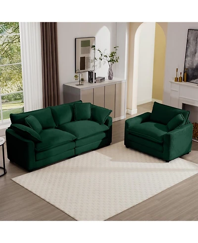 Streamdale Furniture Modern Living Room Sofa Two-Piece Set, Green Corduroy