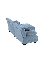 Streamdale Furniture Cloud Couch Chenille Blue Sectional Sofa with Ottoman and Pillows