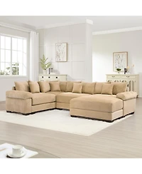 Streamdale Furniture Oversized Cloud Modular Sectional Couch with Ottoman, Camel