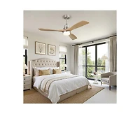 Sofucor 52-inch Modern Sand Nickel 3-Blade Light Ceiling Fan with Remote Control and Supporting Mobile Device Connection