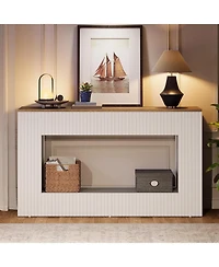 Tribesigns Modern Console Table, 55-Inch Wood Entryway Table with Storage, White