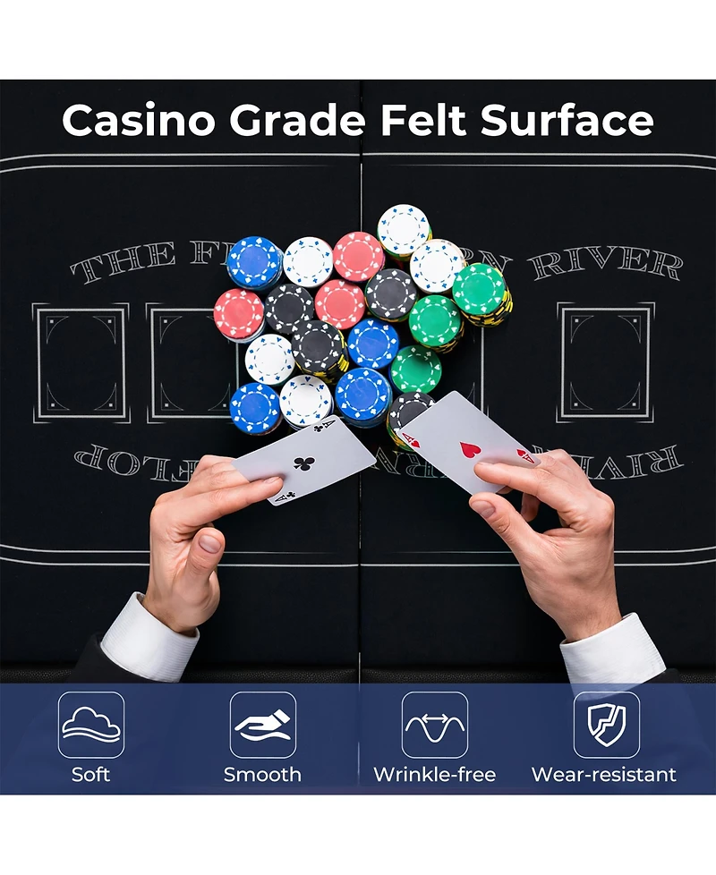 Sugift 72 Inch Foldable Poker Table for 8 Players Portable Oval Card Board Game Table