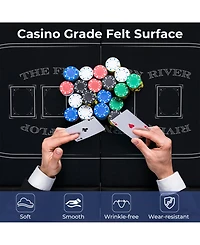 Sugift 72 Inch Foldable Poker Table for 8 Players Portable Oval Card Board Game Table