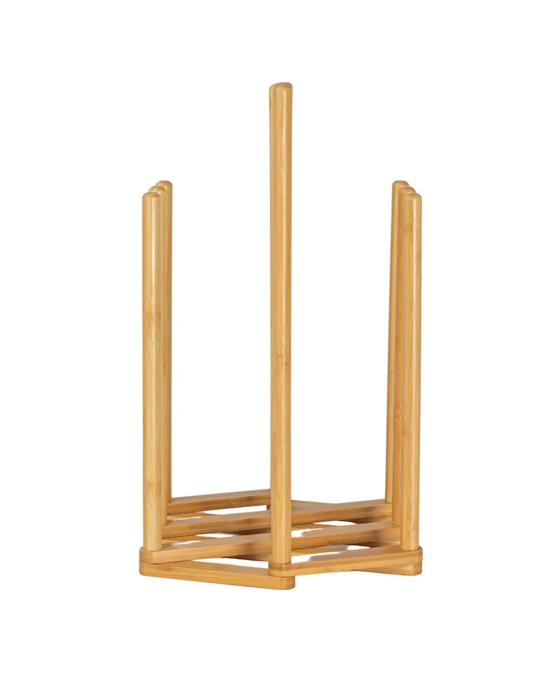 Household Essentials Bamboo 5 Pair Accordian Boot Rack, Natural