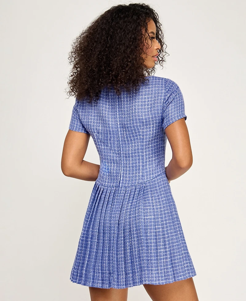 Seni & Cade Juniors' Square Neck Pleated Dress