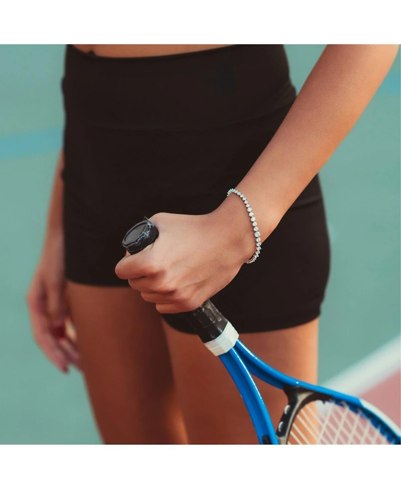 Spero London Gradual Size Gemstone Sterling Silver Tennis Bracelet