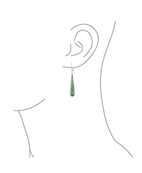 Bling Jewelry Boho Blue Stabilized Turquoise Inlay Long Flat Teardrop Shaped Dangle Earrings Sterling Silver French Wire