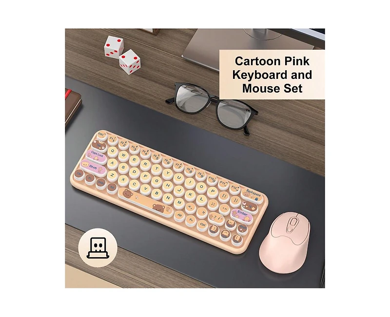 Risokeys + Silent, Wireless, Gradient, Cute Keycaps, 3-Stage Dpi, Shared Receiver + Keyboard & Mouse Set