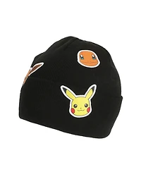 Pokemon Men's Printed Character Patches Black Cuff Beanie