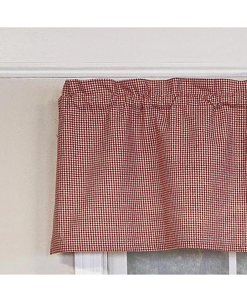 Rlf Home 100% Cotton High Quality Minicheck Tailored Window Valance with 1.5" Rod Pocket 50" W X 12" L Red