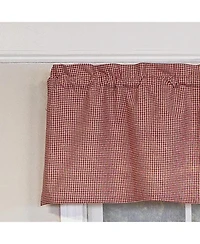 Rlf Home 100% Cotton High Quality Minicheck Tailored Window Valance with 1.5" Rod Pocket 50" W X 12" L Red