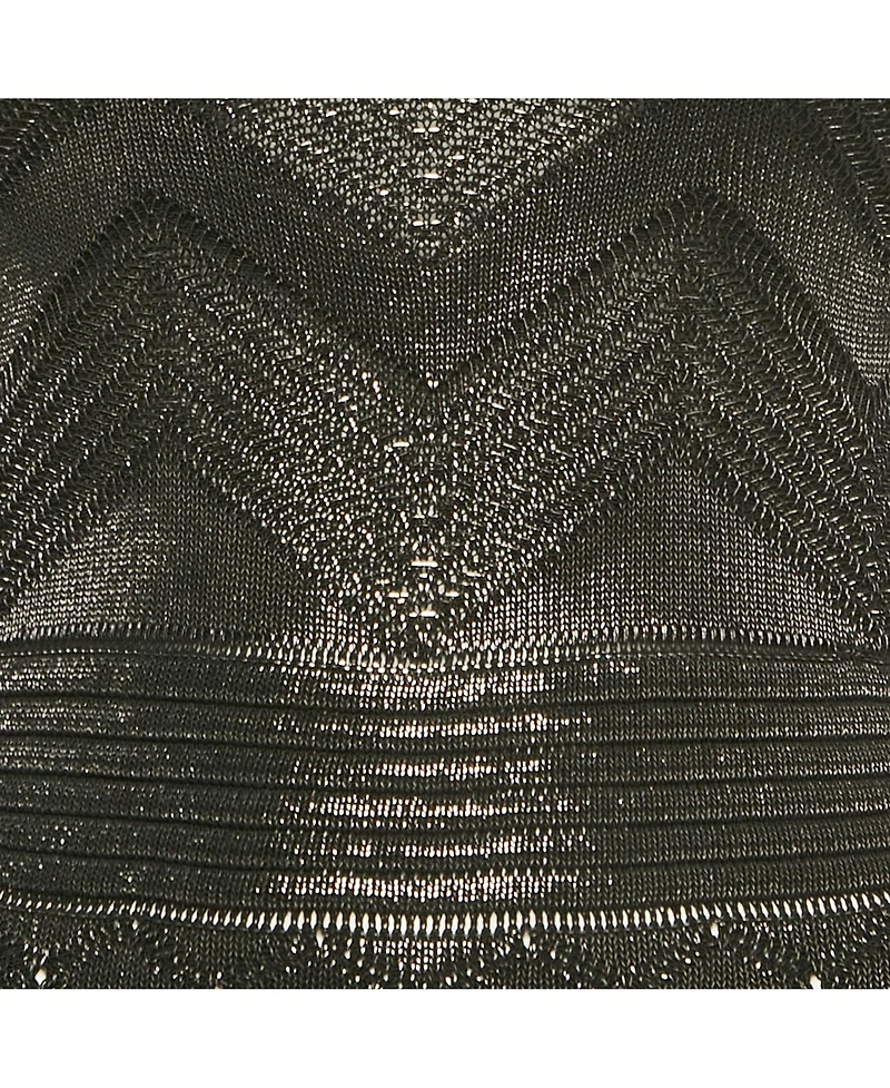 Pre-Owned Balmain Women's Black Lurex Patterned Knit Mock Neck Mini Dress