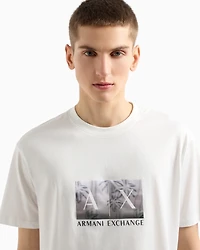 A|X Armani Exchange Men's Short Sleeve Crewneck Palm Tree Logo Graphic T-Shirt