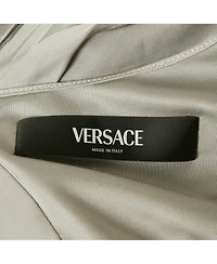 Pre-Owned Versace Women's Grey Crepe & Satin Draped Sleeveless Mini Dress