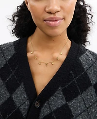 Coach Faux Stone Charming Charms Signature Mini Bib Necklace