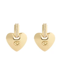 Coach Faux Cultivated Pearl Signature Puffy Heart Charm Drop Earrings